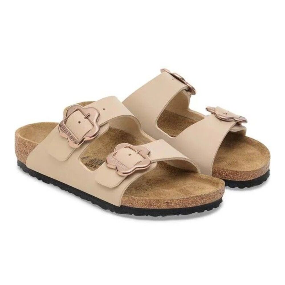 Birkenstock 30 Arizona Flower Buckle Kids Sandals Sandcastle Beige Narrow 12 NIB
